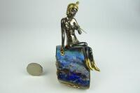 EGYPTIAN: An impressive Stirling Silver and 18 carat yellow gold sculpture of 'The Snake Charmer'