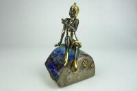 EGYPTIAN: An impressive Stirling Silver and 18 carat yellow gold sculpture of 'The Snake Charmer' - 3