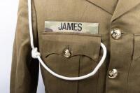 OFFICERS JACKET: A military dress jacket thought to be an ADF officers dress jacket, labelled 'JAMES' above right pocket, four pocket, four buttons, made by Evers & Cohen Sydney - 4