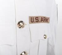 U.S. ARMY: A white formal US Army shirt, with First Sergeant chevrons to each shoulder, size 85R, two pockets, four buttons - 4