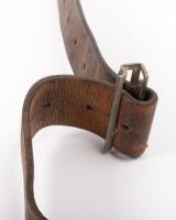 AMMUNITION BELT: An ammunition brown&nbsp;leather belt, five pockets - 3