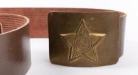 SOVIET ARMY: A brown leather belt with USSR Soviet Army brass belt buckle - 2