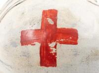 FRANCE WWI: A French WWI era 'Adrian Helmet' medical version, 'RF' badge to front, white with red crosses - 3