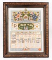 A.I.F. POSTER: A framed and glazed poster 'Record of the Australian Imperial Force in the Great War 1914-1919', poster has details such as leader portraits, medals & various corps & troop divisions, in detailed wooden frame