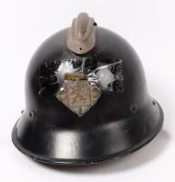 CZECH FIRE HELMET: A circa late 1920s Czech fire brigade helmet, 24cm wide, 27cm long, 18cm high