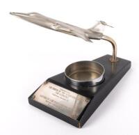 F-104 STARFIGHTER: An impressive circa 1950s solid metal F-104 Starfighter&nbsp;model on wooden base