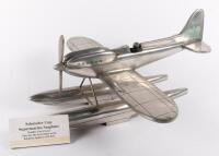 SUPERMARINE SEAPLANE: A pewter, 1:20 scale Supermarine Seaplane, depicting the 1929-1931 Schneider Cup winning Supermarine&nbsp;S6 / S6.b, with rotating propeller, made by Compulsion Gallery, wingspan 45cm, length 42cm