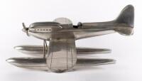 SUPERMARINE SEAPLANE: A pewter, 1:20 scale Supermarine Seaplane, depicting the 1929-1931 Schneider Cup winning Supermarine&nbsp;S6 / S6.b, with rotating propeller, made by Compulsion Gallery, wingspan 45cm, length 42cm - 4