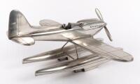 SUPERMARINE SEAPLANE: A pewter, 1:20 scale Supermarine Seaplane, depicting the 1929-1931 Schneider Cup winning Supermarine&nbsp;S6 / S6.b, with rotating propeller, made by Compulsion Gallery, wingspan 45cm, length 42cm - 5