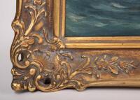 R.M.S. TITANIC: An original Edwardian, oil on canvas painting by J.W. Lewis featuring the Titanic at sea believed to be a depiction of the maiden voyage, signed lower right 'J.W. Lewis 25th April 1912 - 4