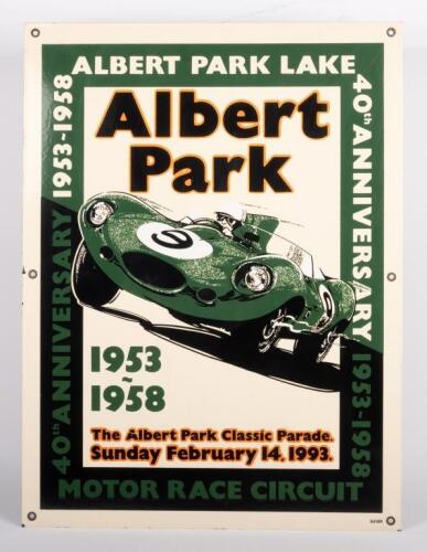 37 · ALBERT PARK: A Limited Edition 40th anniversary 1953-1958 Albert Park Lake Motor Race Circuit - The Albert Park Classic Parade, 1993' enamel sign, numbered lower right: 84 of 100