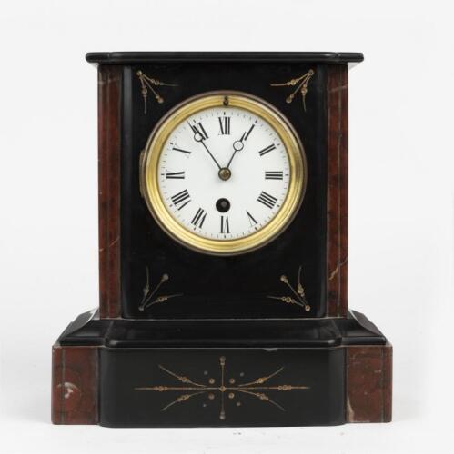 MANTLE CLOCK: A marble and slate mantle clock