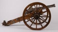 CANNON: A circa 1920s/1930s, thought to be scratch built cannon, overall length 72cm, barrel length 37cm, wheel diameter 30cm, untested - 6