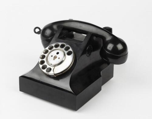 TELEPHONE: Vintage Black Bakelite Rotary Dial Telephone