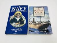 ROYAL AUSTRALIAN NAVY: Three&nbsp;books relating to Australian Naval history including 'A Navy for Australia' by Alun Evans, 'No Pleasure Cruise: The Story of the Royal Australian Navy' by Tom Frame and 'Navy: Australia' by George Odgers [Location: Sydney] - 3
