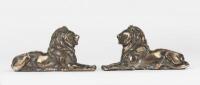 LIONS: A pair of silver-plated decorative lions - 2
