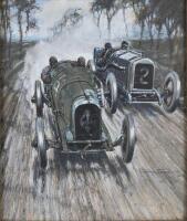 Frederick Gordon Crosby (British, 1885-1943) 'Sunbeam and Humber battling it out at the 1914 Isle of Man TT' - 2