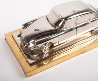 CITROEN: A fine and rare heavy plated brass sculpture of Citroen DS on a brass plinth, 10.5cm high, 31.5cm wide - 3