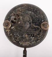 JAEGER: An early and rare Jaeger car clock, with white Roman numeral numbering on a black face, 8cm in diameter - 4