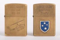 CIGARETTE LIGHTERS: Two Zippo Vietnam themed lighters