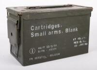 AMMUNITION CASES: Two metal ammunition cases in green colour with white stencilled lettering - 2