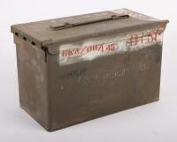 AMMUNITION CASES: Two metal ammunition cases in green colour with white stencilled lettering - 3
