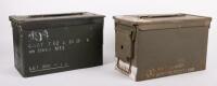 AMMUNITION CASES: Two metal ammunition cases in green colour with white stencilled lettering - 4