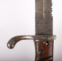 BAYONET: A circa WWI Waffenfabrik Mauser A.G. Oberndorf a.N&nbsp;Seitengewehr 1884/98 Sawback Bayonet, 49cm long - 4