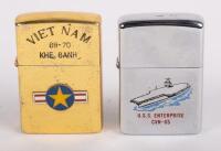 CIGARETTE LIGHTERS: Two Zippo military lighters