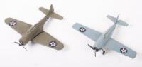 U.S.A.F: Two USAF WWII era 1:72 scale models on stands, includes an Easy Models Grumman Wildcat F4F-3 and a Hobby Master Douglas SBD Dauntless