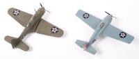 U.S.A.F: Two USAF WWII era 1:72 scale models on stands, includes an Easy Models Grumman Wildcat F4F-3 and a Hobby Master Douglas SBD Dauntless - 2