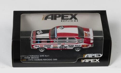 PETER BROCK HOLDEN LJ TORANA GTR XU-1: A 1:43 scale Apex model including a Holden LJ Torana GTR XU-1 #28C Peter Brock winner 1972 Hardie-Ferodo 500, model No. AR41201