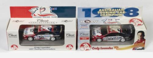 CRAIG LOWNDES HRT RACING COMMODORES: Two 1:43 scale Classic Collectables models including a Craig Lowndes Commemorative Edition 1998 ATCC Commodore and a HRT Racing Commodore