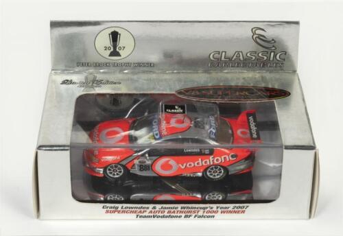 CRAIG LOWNDES & JAMIE WHINCUP BF FALCON: A 1:43 scale Classic Collectables models including a Craig Lowndes & Jamie Whincup 2007 Supercheap Auto Bathurst 1000 Winner Team Vodafone BF Falcon