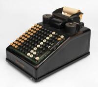 BURROUGHS PORTABLE ADDING MACHINE: A 1930's to 40's Burroughs Portable Adding Machine. With Electric Motor Drive and Wide Paper Carriage - 2