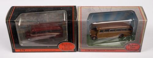 BEDFORD OB COACH, LEYLAND PS DUPLE COACH: Two 1:76 scale Exclusive First Edition models including a Bedford OB Coach East Kent and a Leyland PS Duple Coach Bere Regis & District