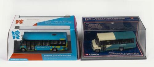 PLAXTON BEAVER 2 BUS, OLYMPIC SITE TOUR BUS: Two 1:76 scale Corgi including a limited edition Plaxton Beaver 2 Arriva Medway Towns and a limited edition London 2012 Olympic Site Tour Bus