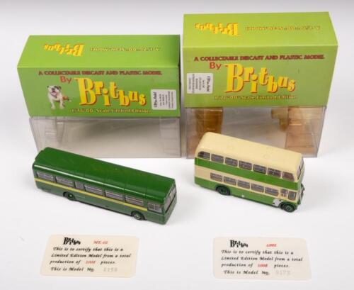 AEC MERLIN, LEYLAND TITAN PD2: Two 1:76 scale Britbus models including a AEC Marlin 2 Door Single Deck London Transport and a Leyland Titan PD2 Beadle Bodie Southdown Motor Services
