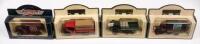 STEAM WAGON, MACK CANVAS, FODEN STEAM WAGON, BEDFORD VAN: Four 1:76 scale Days Gone&nbsp;models including a 1931 Sentinel Steam Wagon McAlpine, 1934 Mack Canvas Back Truck, Foden Steam Wagon and a 1950 Bedford 30cwt Delivery Van