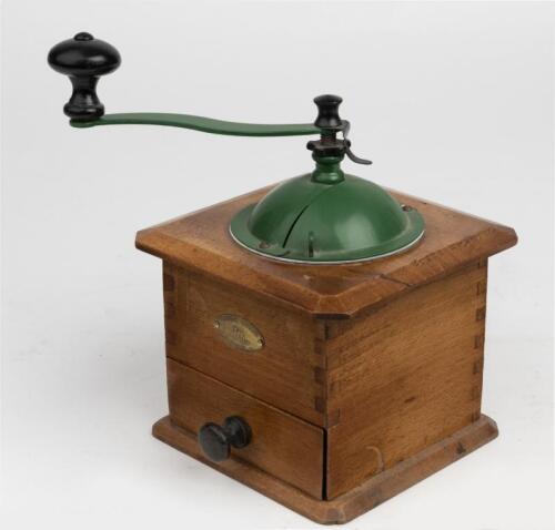 PEUGEOT: A Peugeot Freres model 'IS' Size 2 timber and metal coffee grinde. Circa 1940