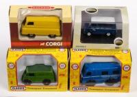 AUSTIN K8, MORRIS J VAN, BEDFORD MINIBUS, MORRIS J2: Four&nbsp;1:76&nbsp;scale Classix/Trackside/Oxford&nbsp;models including a Austin K8 Estate Commuter Bus, Morris J Van Southdown Motor Services, BOAC Bedford CA Minibus and a Morris J2