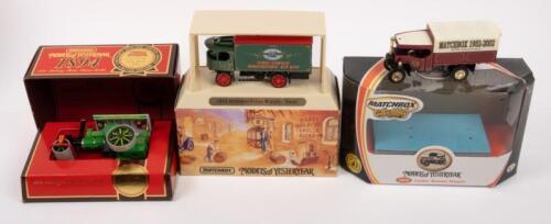 FODEN STEAM WAGON, ATKINSON STEAM WAGON, PORTER STEAM ROLLER: Three 1:76 scale Models Of Yesteryear models including a 1922 Foden Steam Wagon, 1918 Atkinson Steam Wagon 'swan' and a Aveling Porter Steam Roller