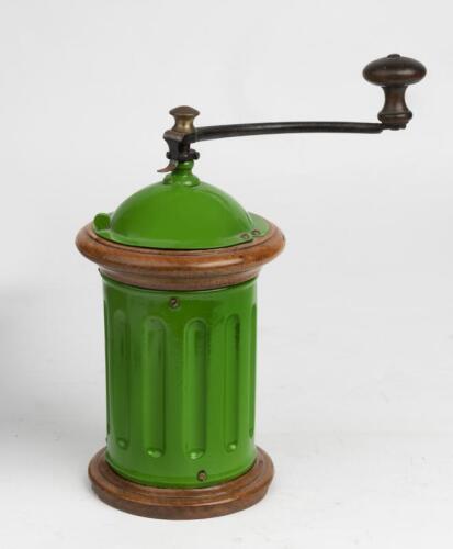 PEUGEOT: A Peugeot Freres decorative cylindrical shaped coffee grinder