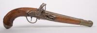 PISTOL: A early brass mounted flintlock pistol, 43cm overall