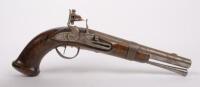 PISTOL: A early brass mounted flintlock pistol, 36cm overall, with ramming rod stamped 'BF'