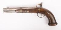 PISTOL: A early brass mounted flintlock pistol, 36cm overall, with ramming rod stamped 'BF' - 4
