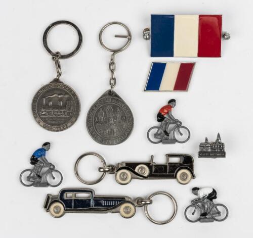 BADGES, KEY RINGS, SOUVENIRS: An assortment of French Themed Badges, Key Rings, Souvenirs