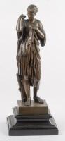 RTION SAUVAGE: A fine large 19th century bronze figure by Rtion Sauvage of a classical female maiden mounted on an&nbsp;ebonised&nbsp;base, 68cm high overall
