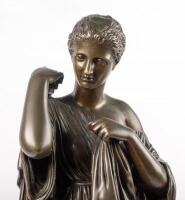 RTION SAUVAGE: A fine large 19th century bronze figure by Rtion Sauvage of a classical female maiden mounted on an&nbsp;ebonised&nbsp;base, 68cm high overall - 2