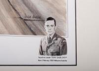TONY0 GAZE: A framed and glazed print by Mike Harbar titled 'The Birth of Goodwood' featuring Gaze driving his MG J2 with Tony Gaze signature below, 46.5cm high, 53.5cm wide - 3